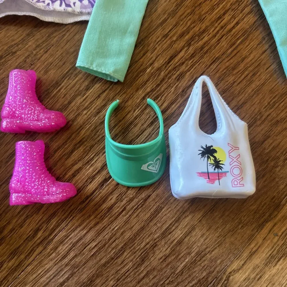 Lot of 9 Barbie Doll Clothes‎ Mixed Items Shoes Dresses Pants Bag Basket Visor
